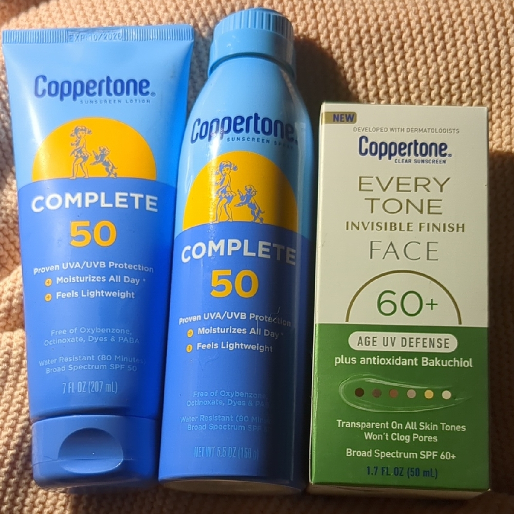 (3) Coppertone Sunscreen - SPF 60+ Age UV defense, Complete 50 Lotion And Spray